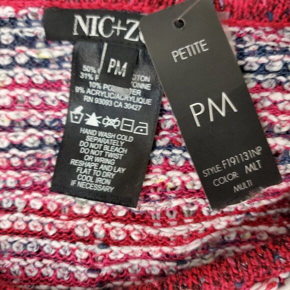 NIC+ZOE new Side Zip Sweater Red Petite PM NEW - Picture 5 of 6